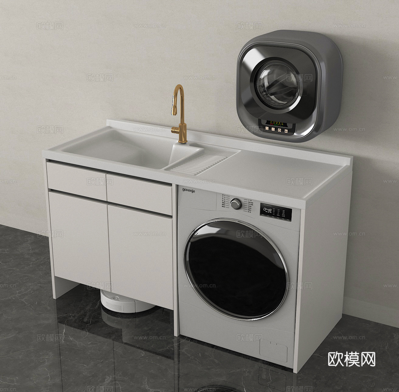 洗衣机柜 扫地机器人3d模型