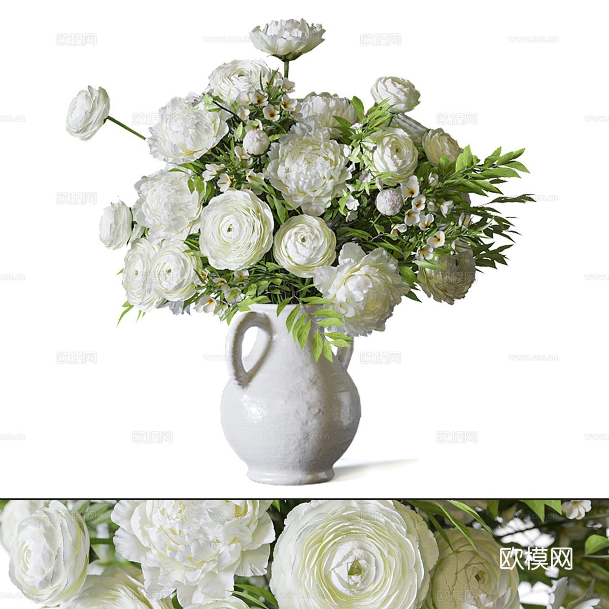 现代法式花艺摆件 艺术插花 鲜花花卉 绿植摆件 桌面摆件3d模型