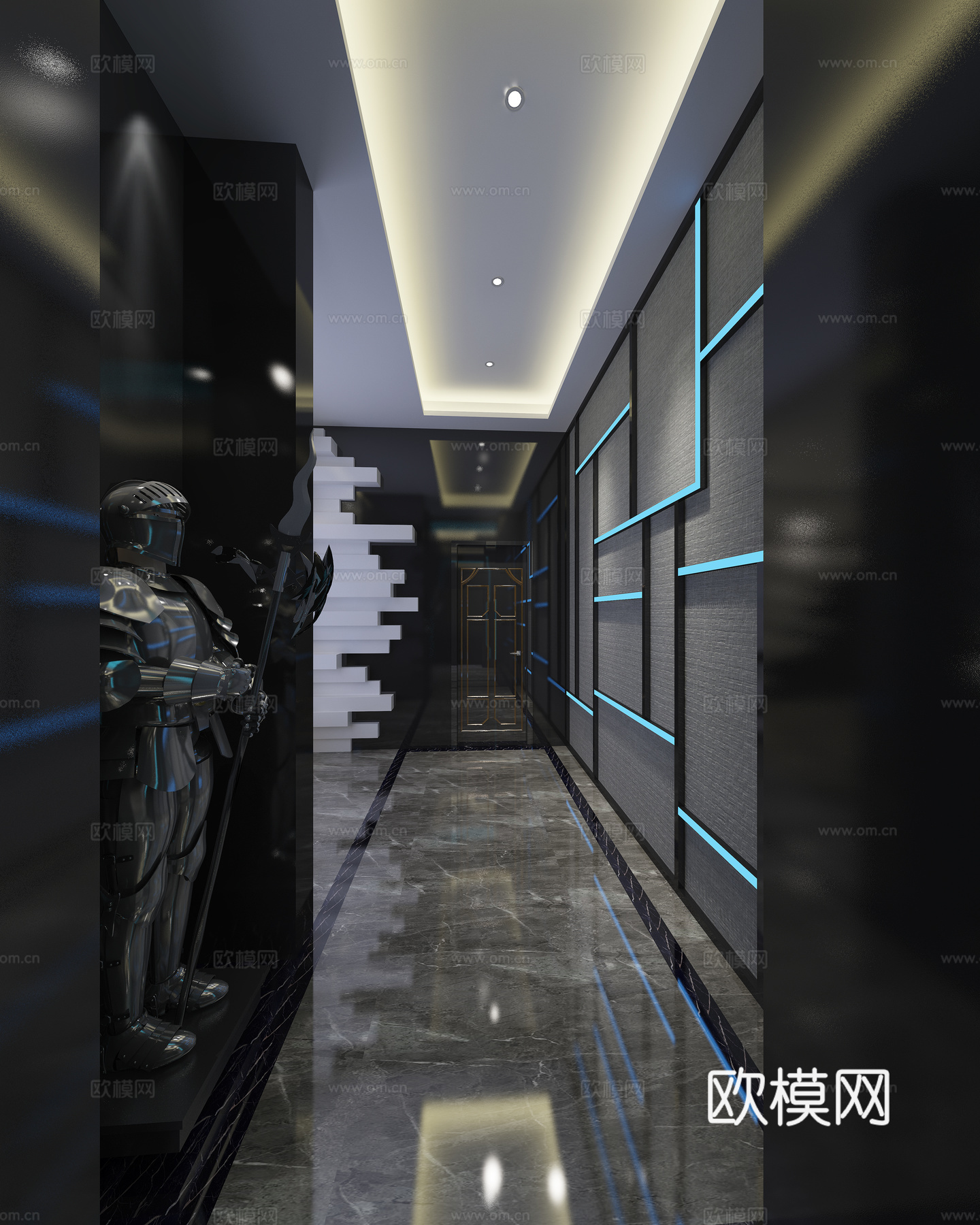 现代轻奢ktv门厅过道3d模型