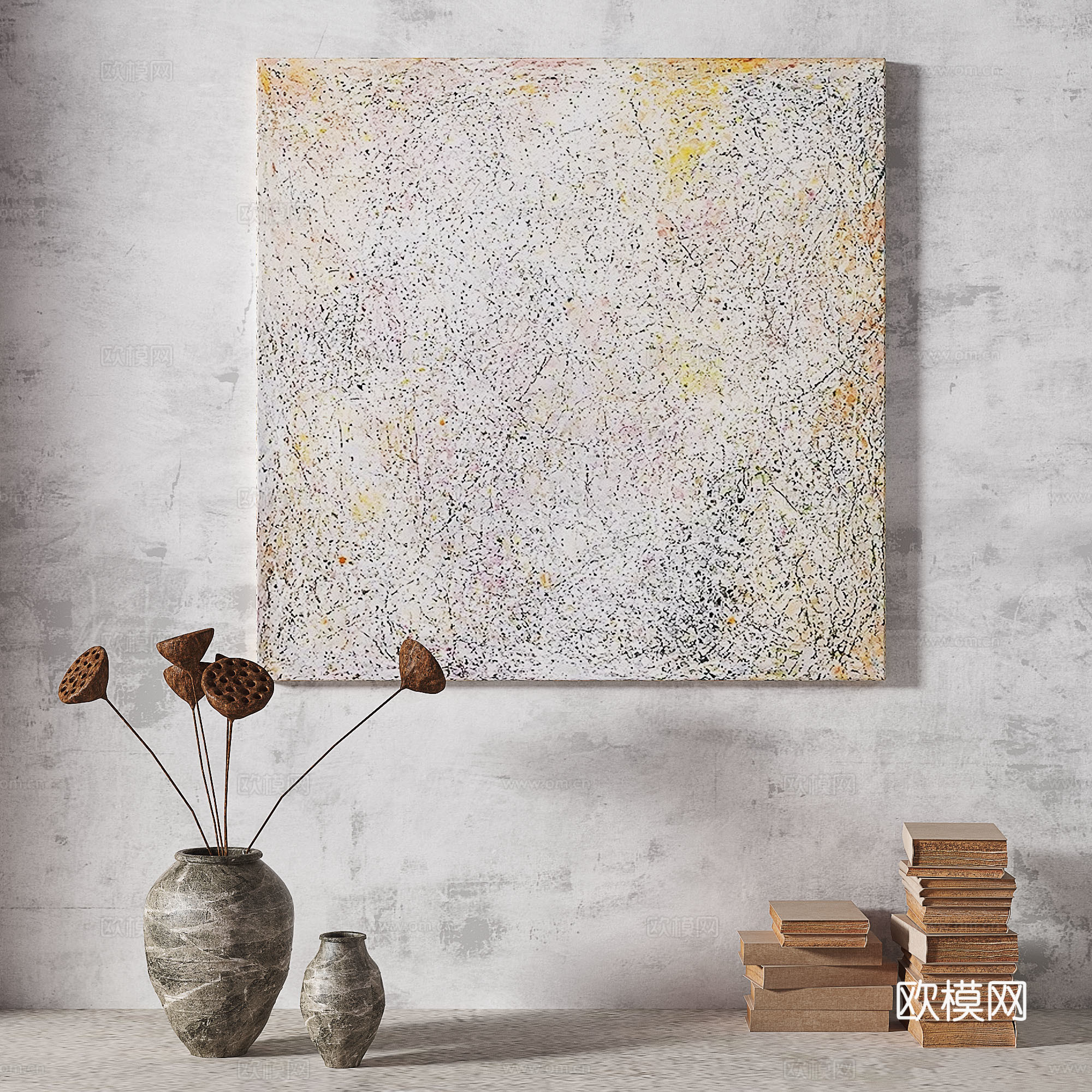 现代，侘寂，轻奢，复古，中古，简约，抽象，装饰画3d模型
