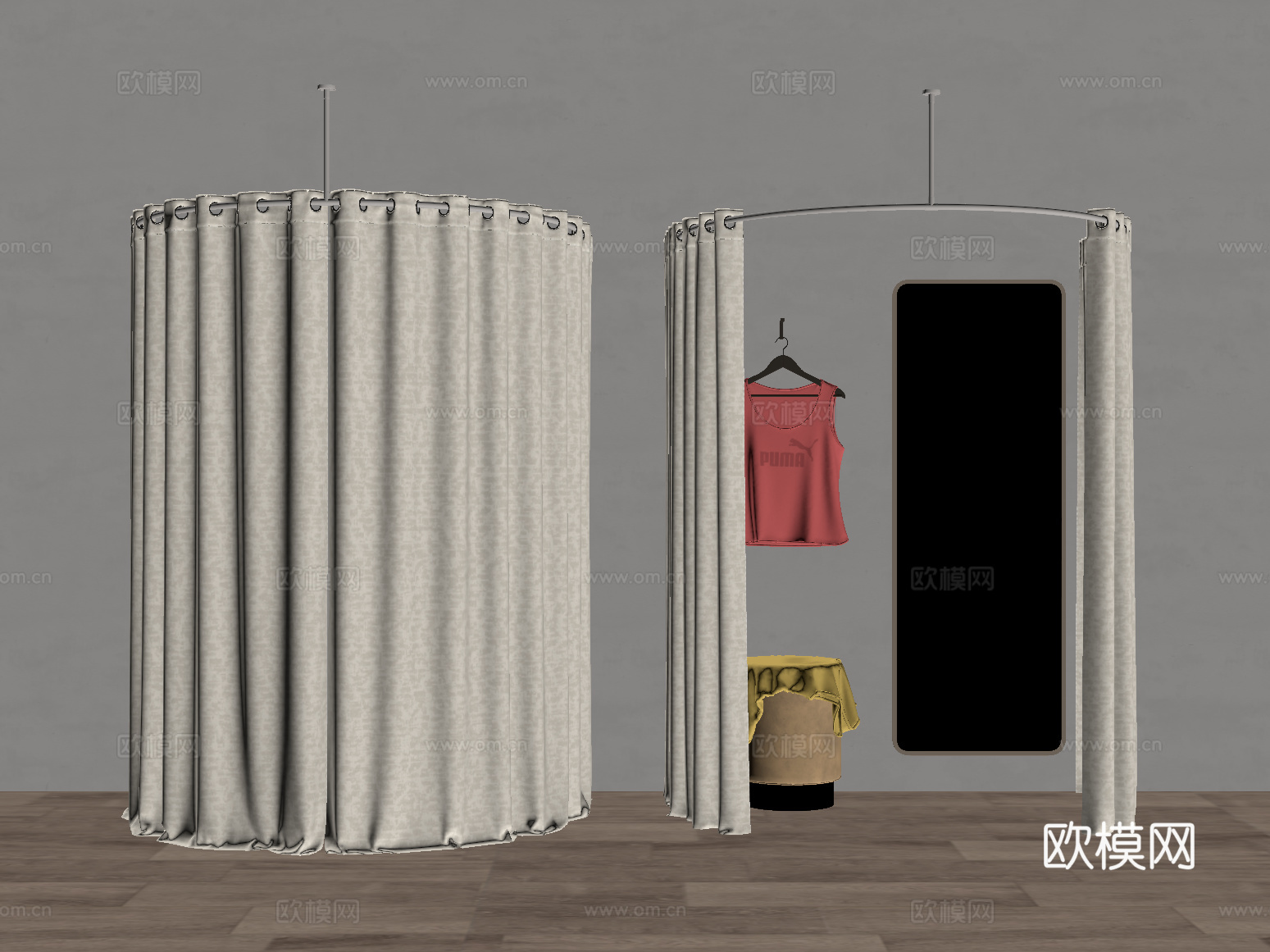 现代服装店试衣间 更衣室su模型