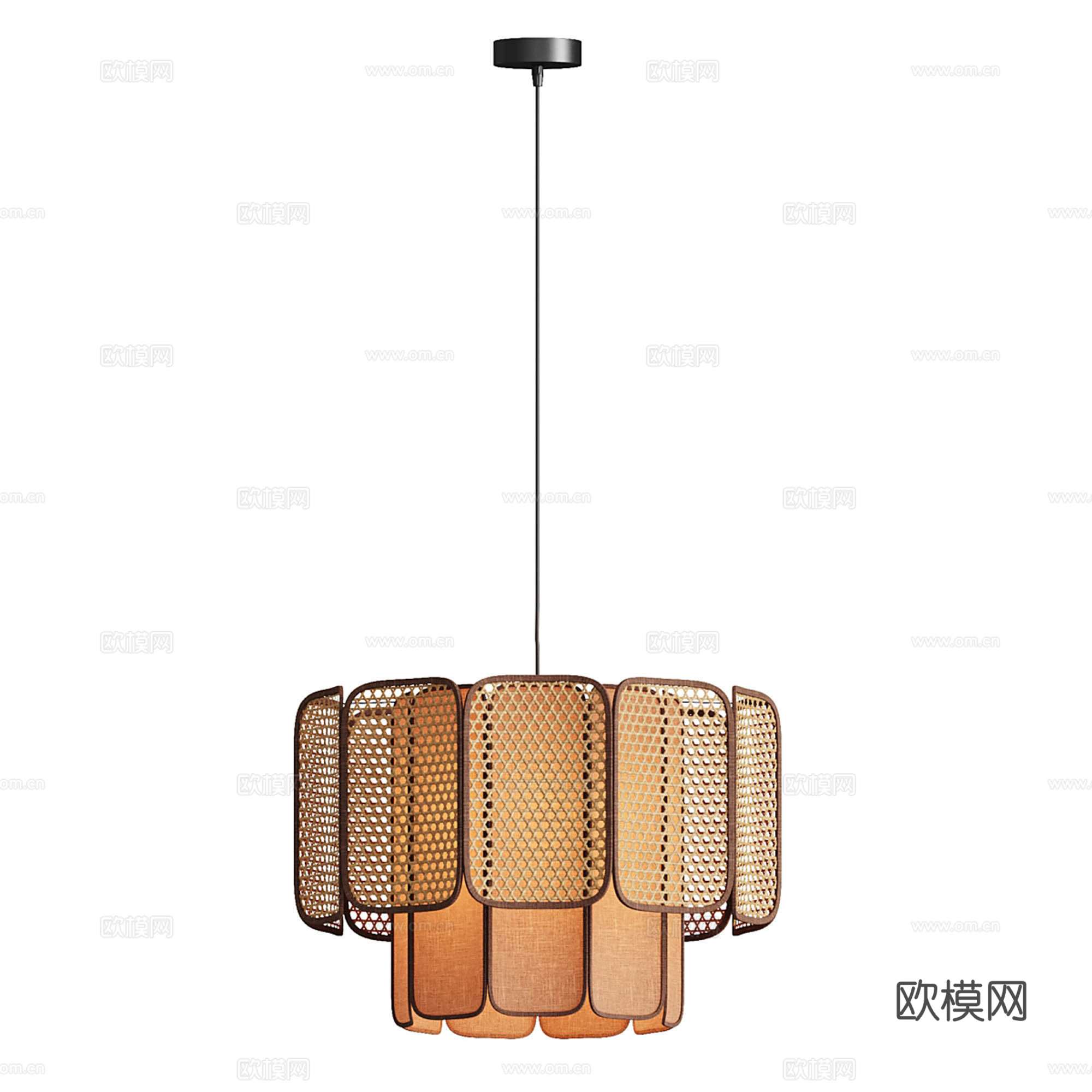 中古风藤编吊灯su模型