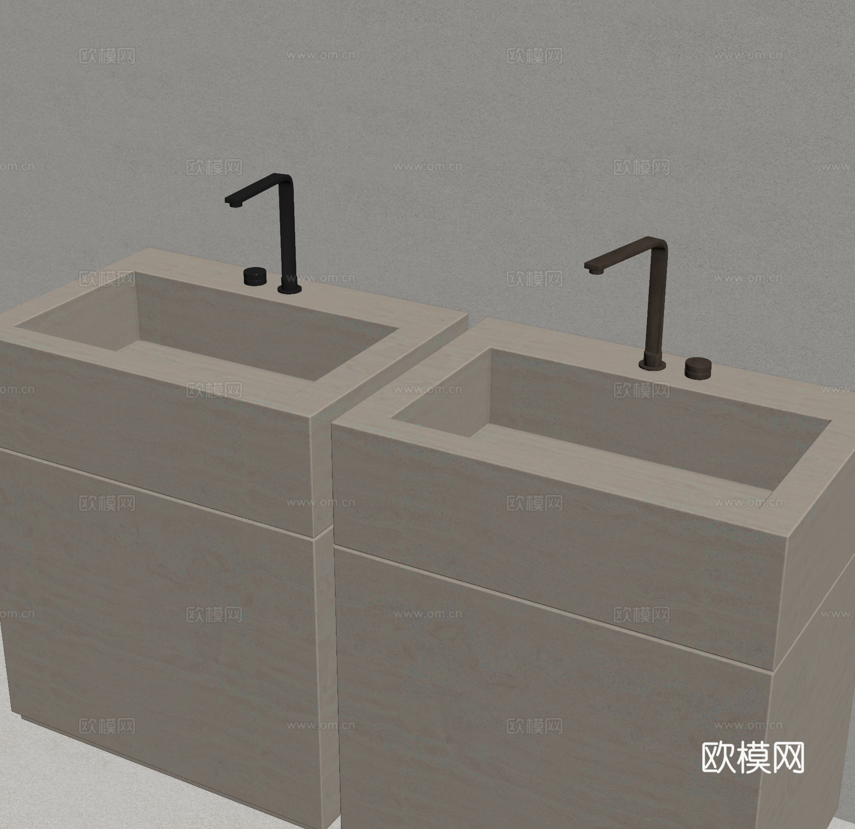洗手台 洗漱台 台盆su模型