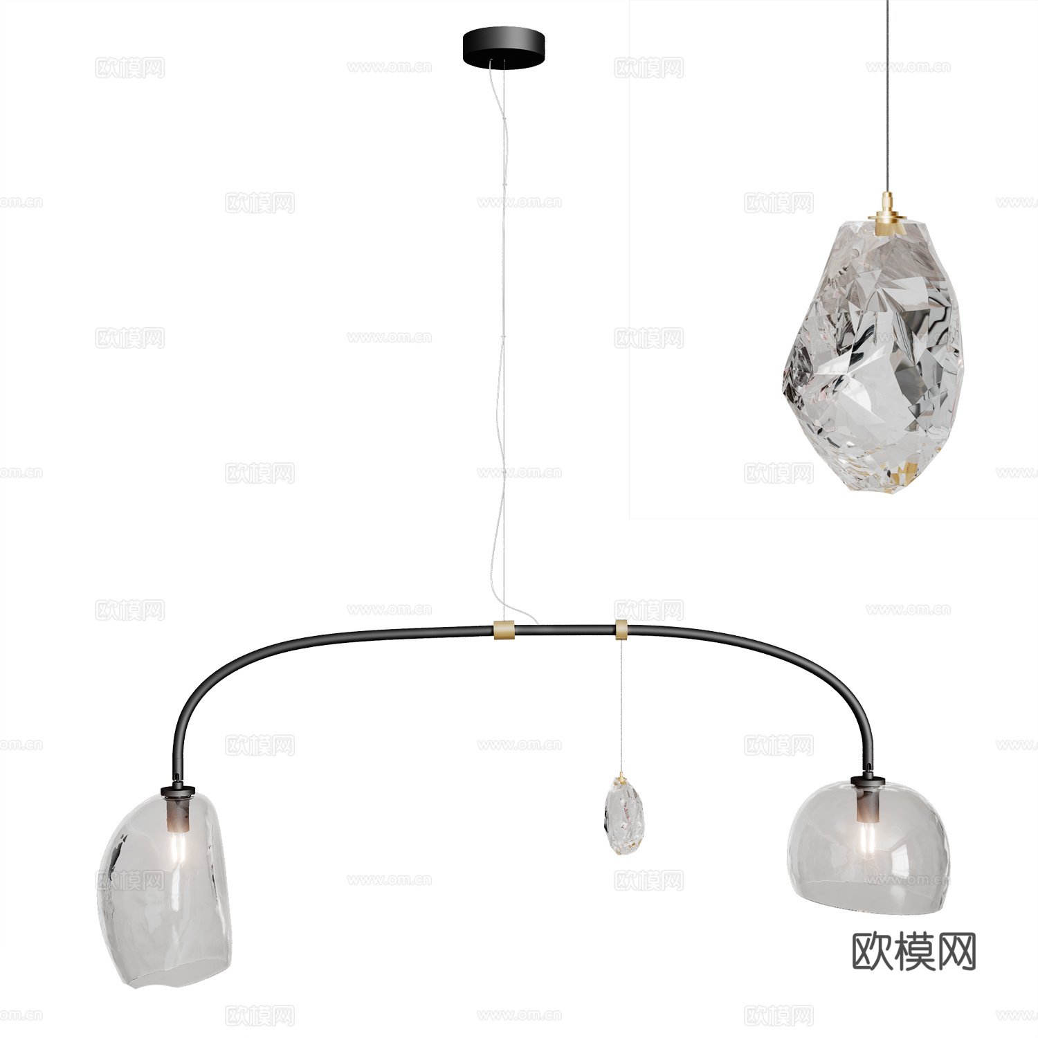 现代轻奢极简装饰吊灯3d模型