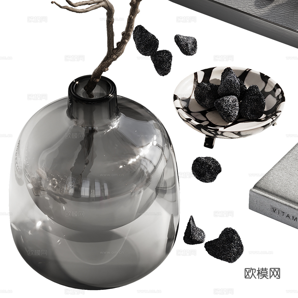 现代意式茶具组合套装3d模型