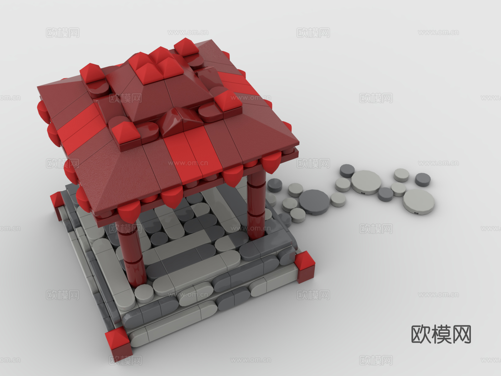 乐高 LEGO 玩具 积木 凉亭 小亭子3d模型
