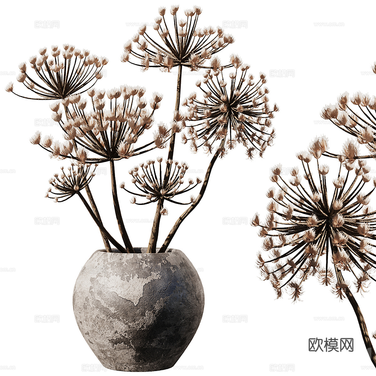 新中式侘寂花瓶花艺3d模型