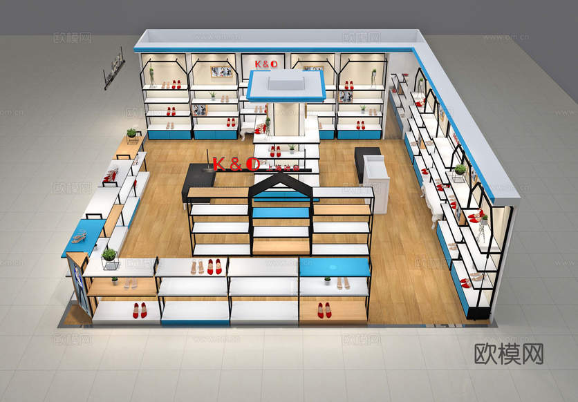 工业风工装空间 商场 鞋子专卖店3d模型下载(渲染图2)