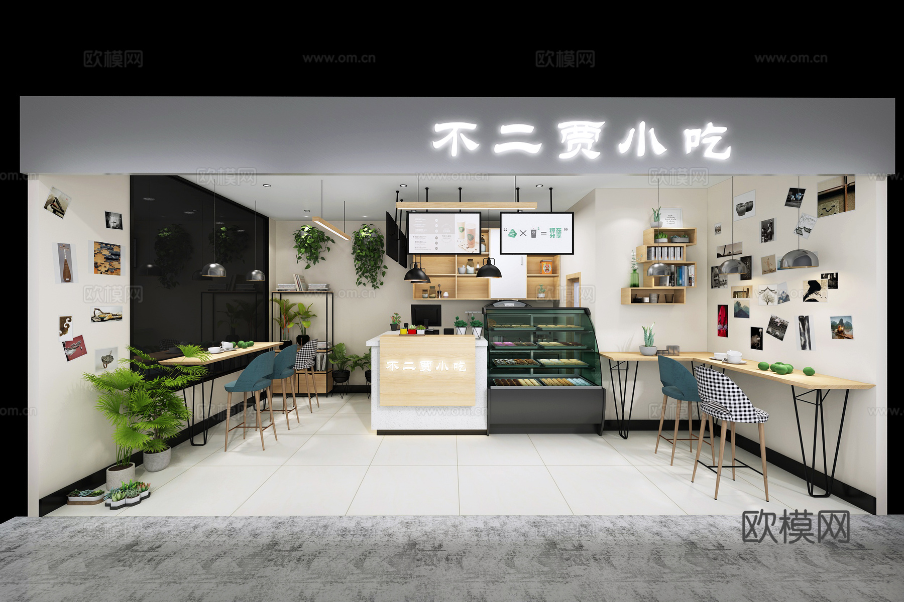 现代奶茶店餐饮店甜品店寿司店蛋糕店小吃店3d模型