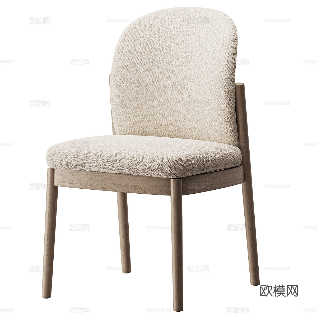 新中式木质布艺单椅3d模型
