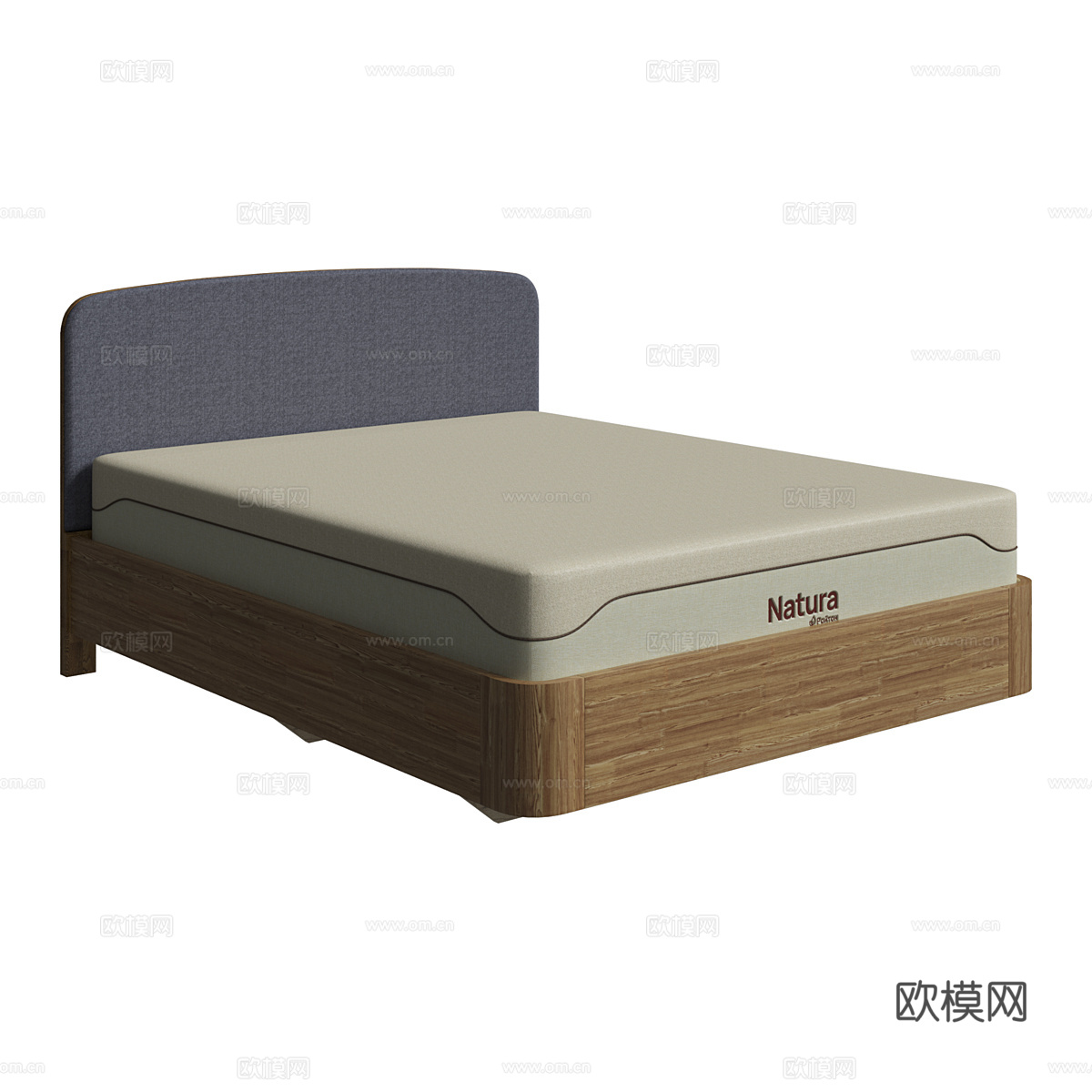 北欧简约双人床 双人床 简约床 卧室床3d模型