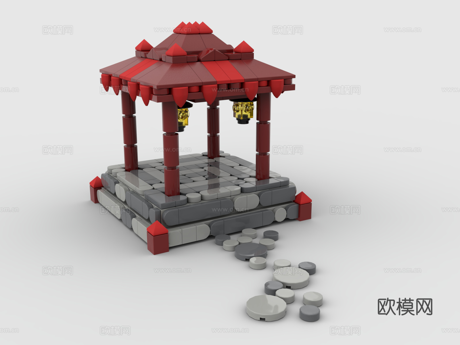 乐高 LEGO 玩具 积木 凉亭 小亭子3d模型