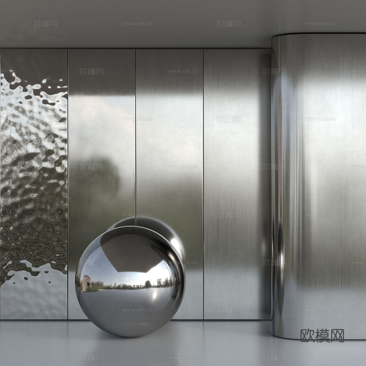 现代不锈钢金属材质3d模型