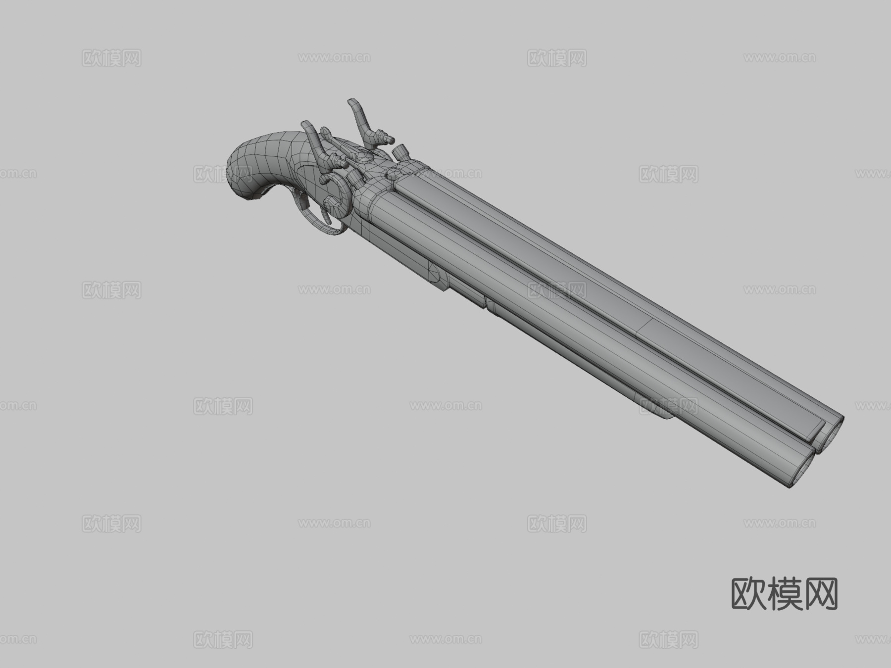 双管枪3d模型