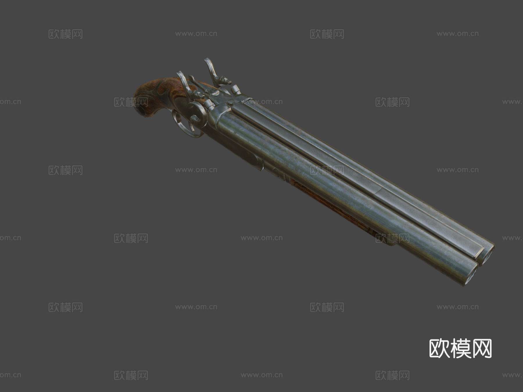 双管枪3d模型