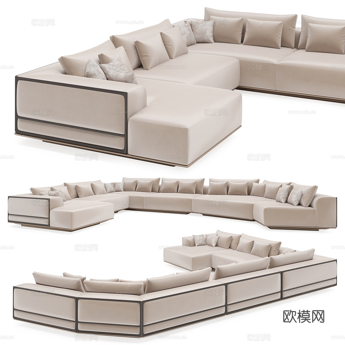 现代意式布艺休闲组合沙发3d模型