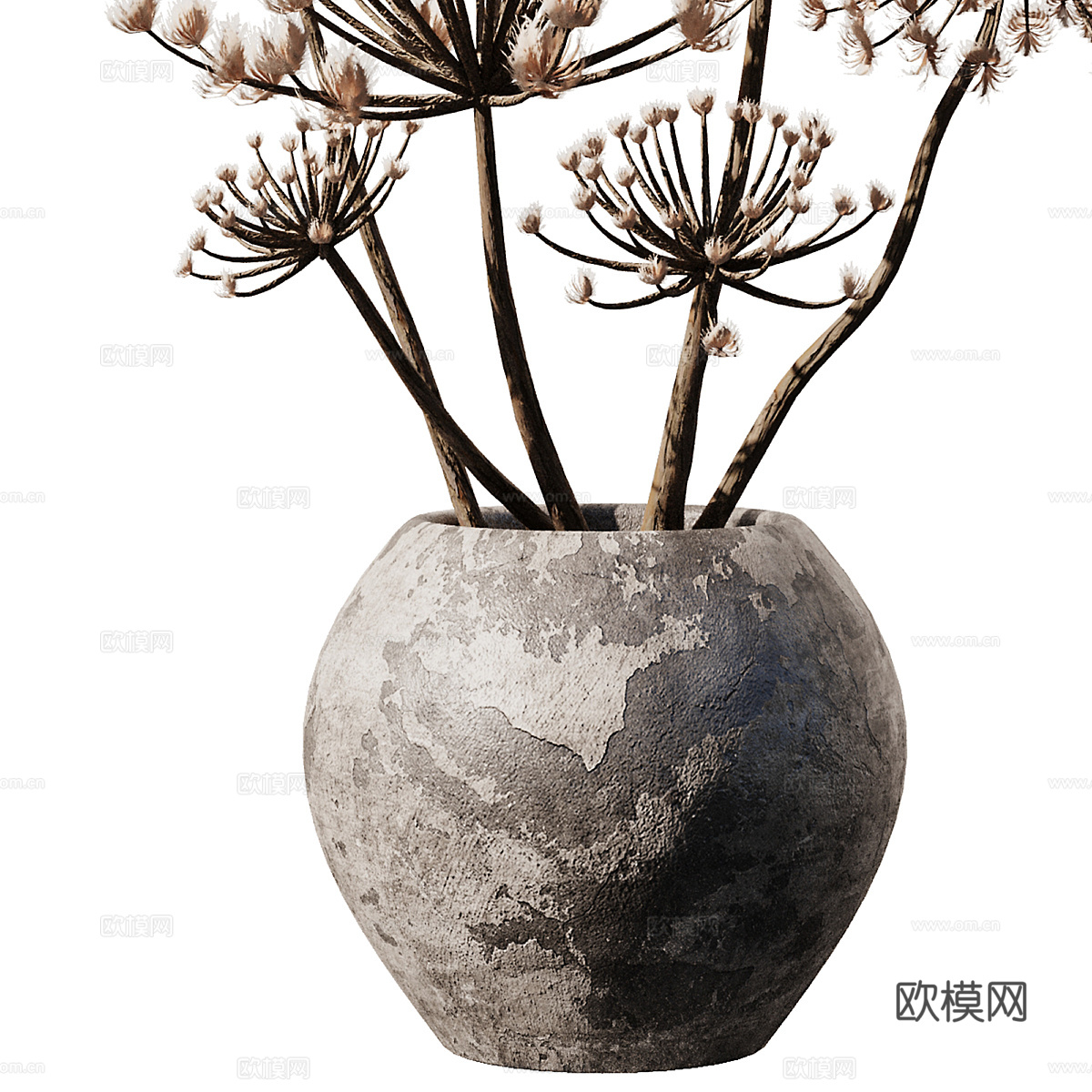 新中式侘寂花瓶花艺3d模型