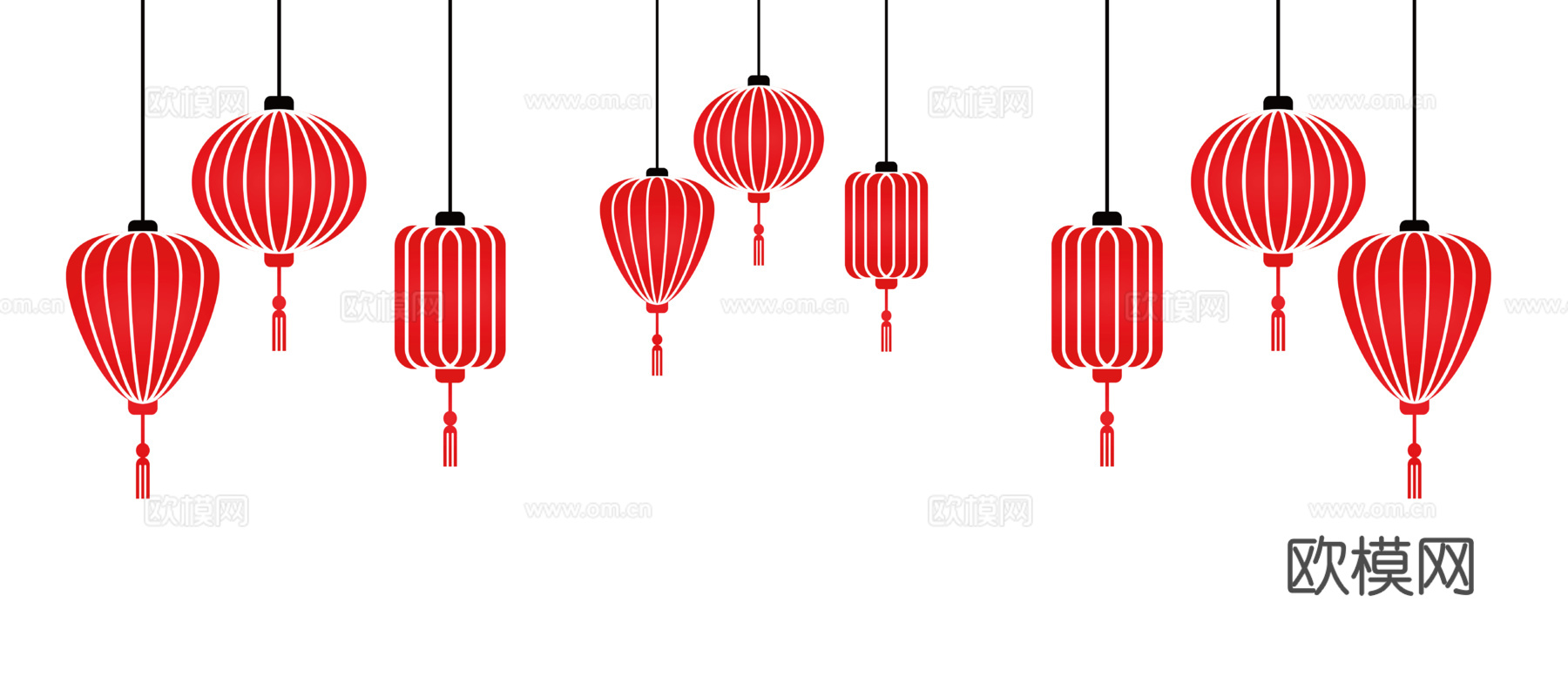 灯笼剪影 中式灯笼 红灯笼 节日灯笼剪纸 免抠素材
