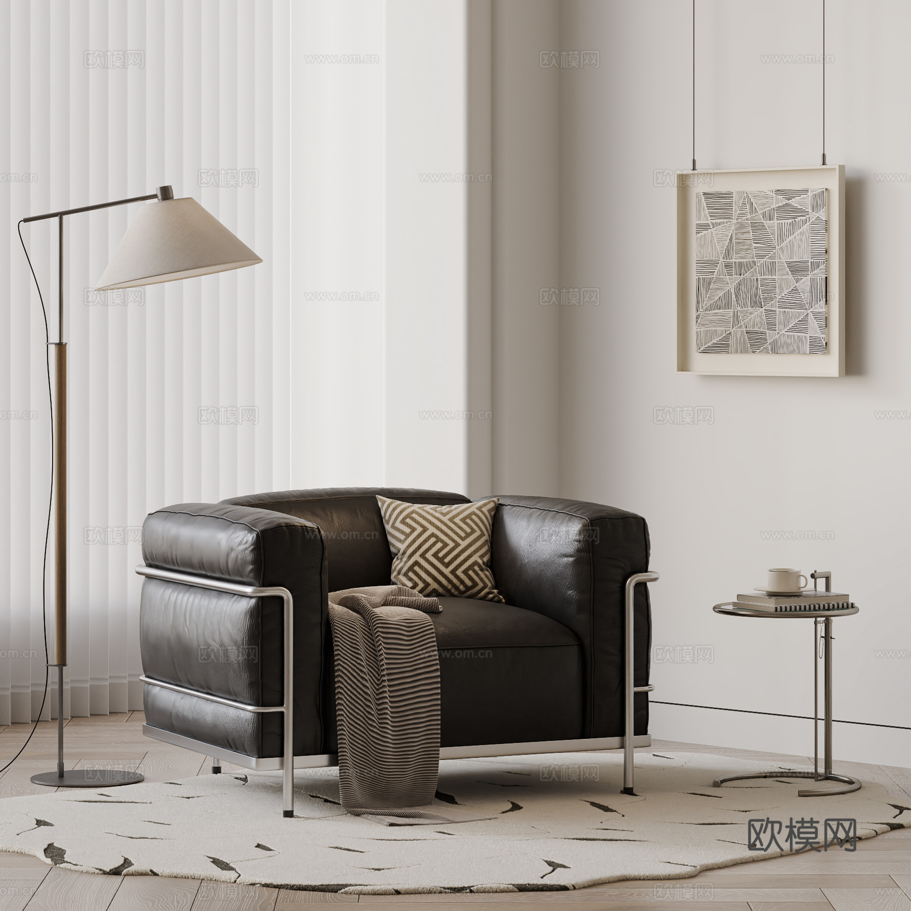 现代单人沙发 休闲椅 沙发椅 包豪斯 CASSINA LC33d模型