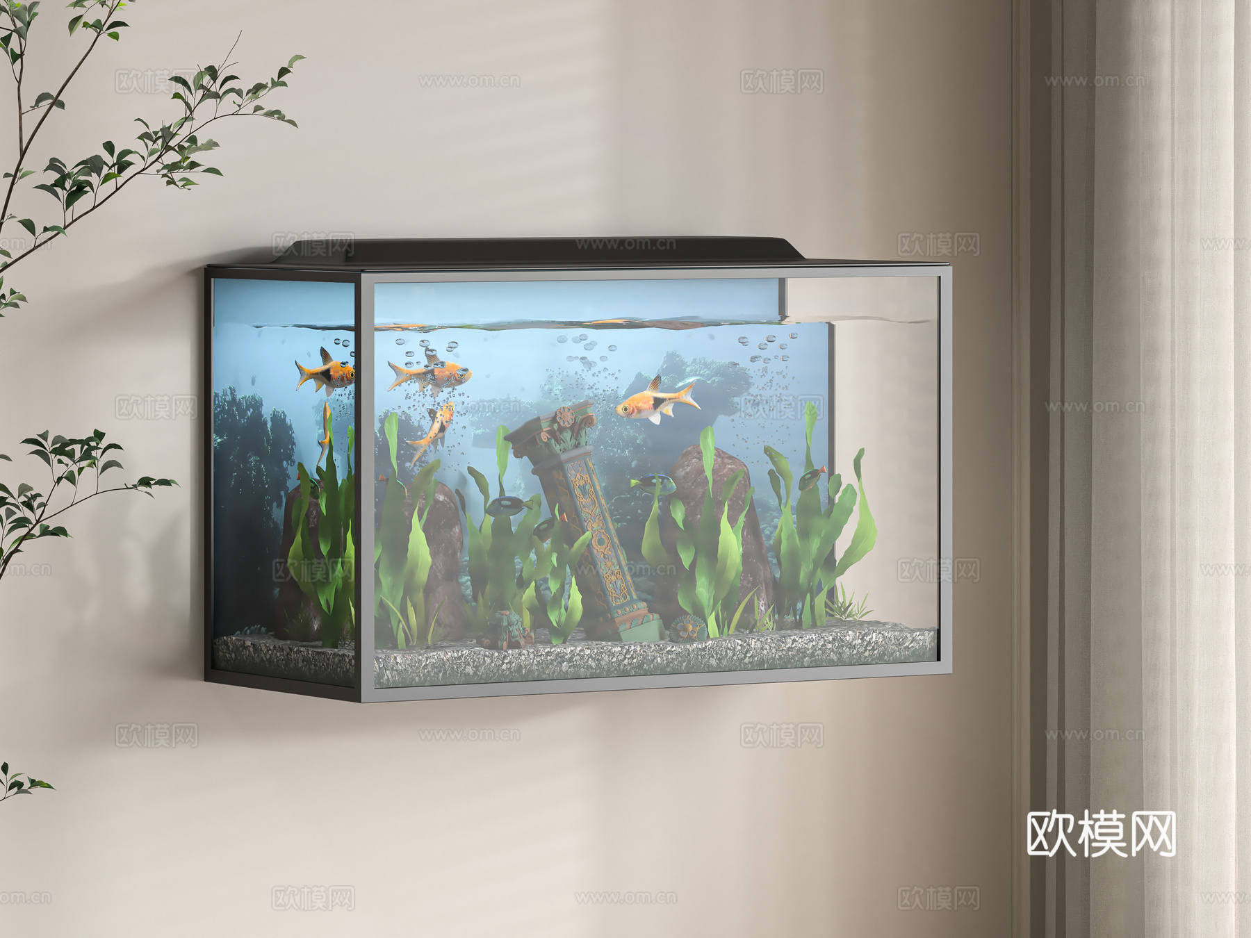 现代鱼缸3d模型