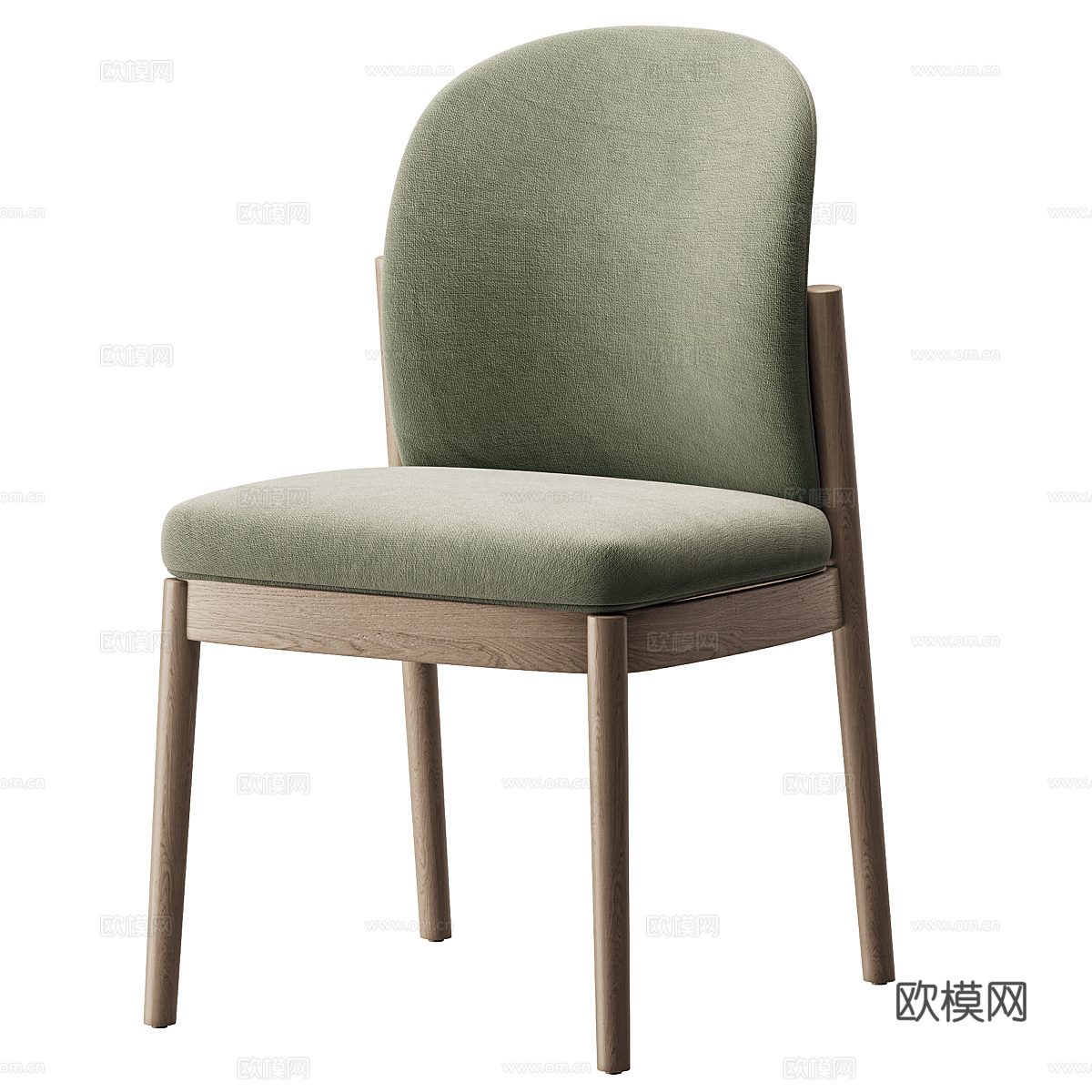 新中式木质布艺单椅3d模型