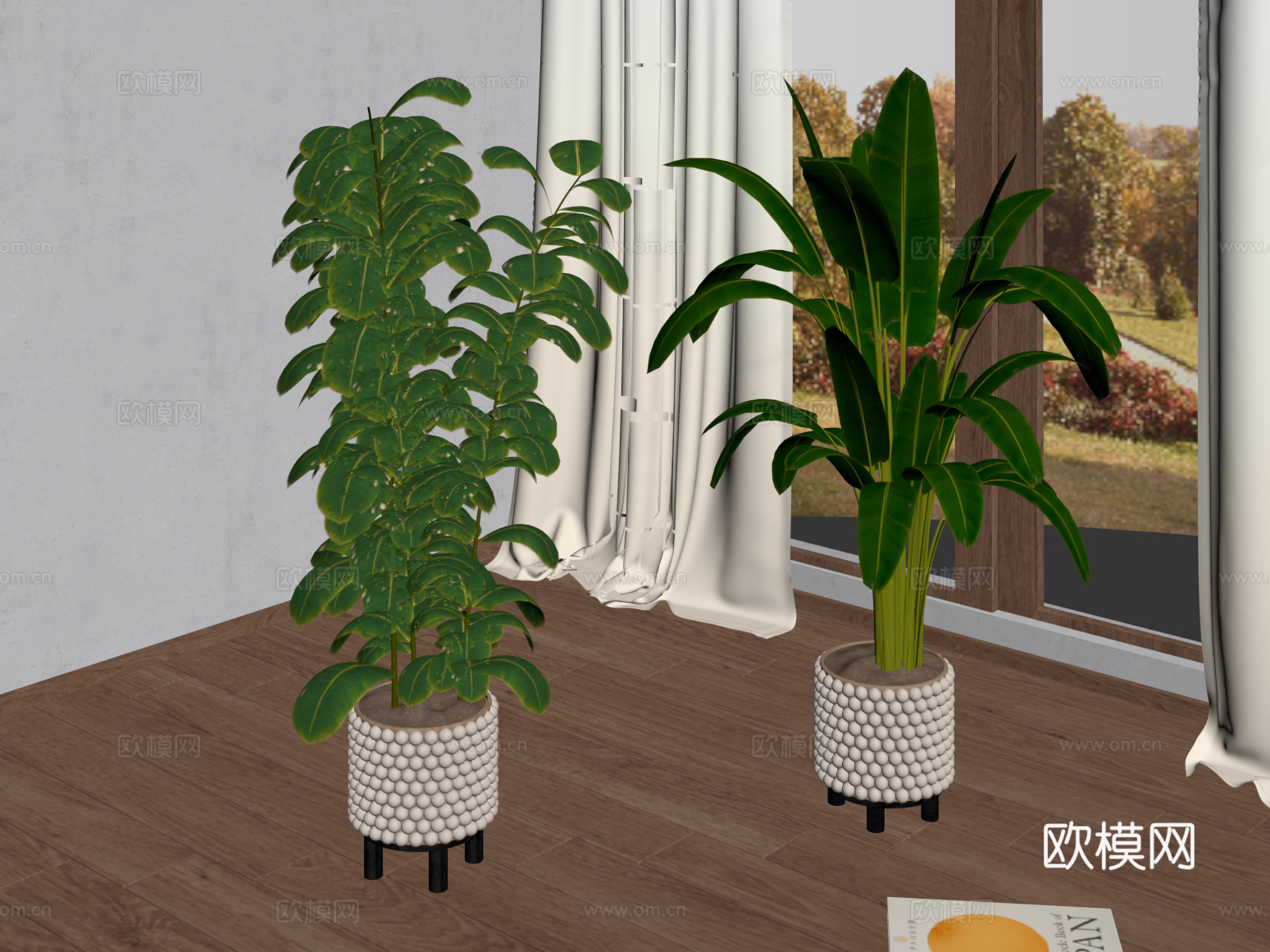 盆栽 现代植物盆栽su模型