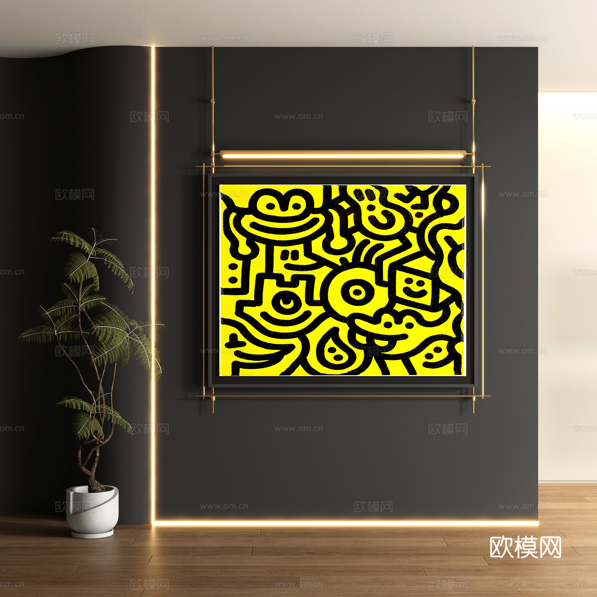 现代涂鸦装饰画3d模型