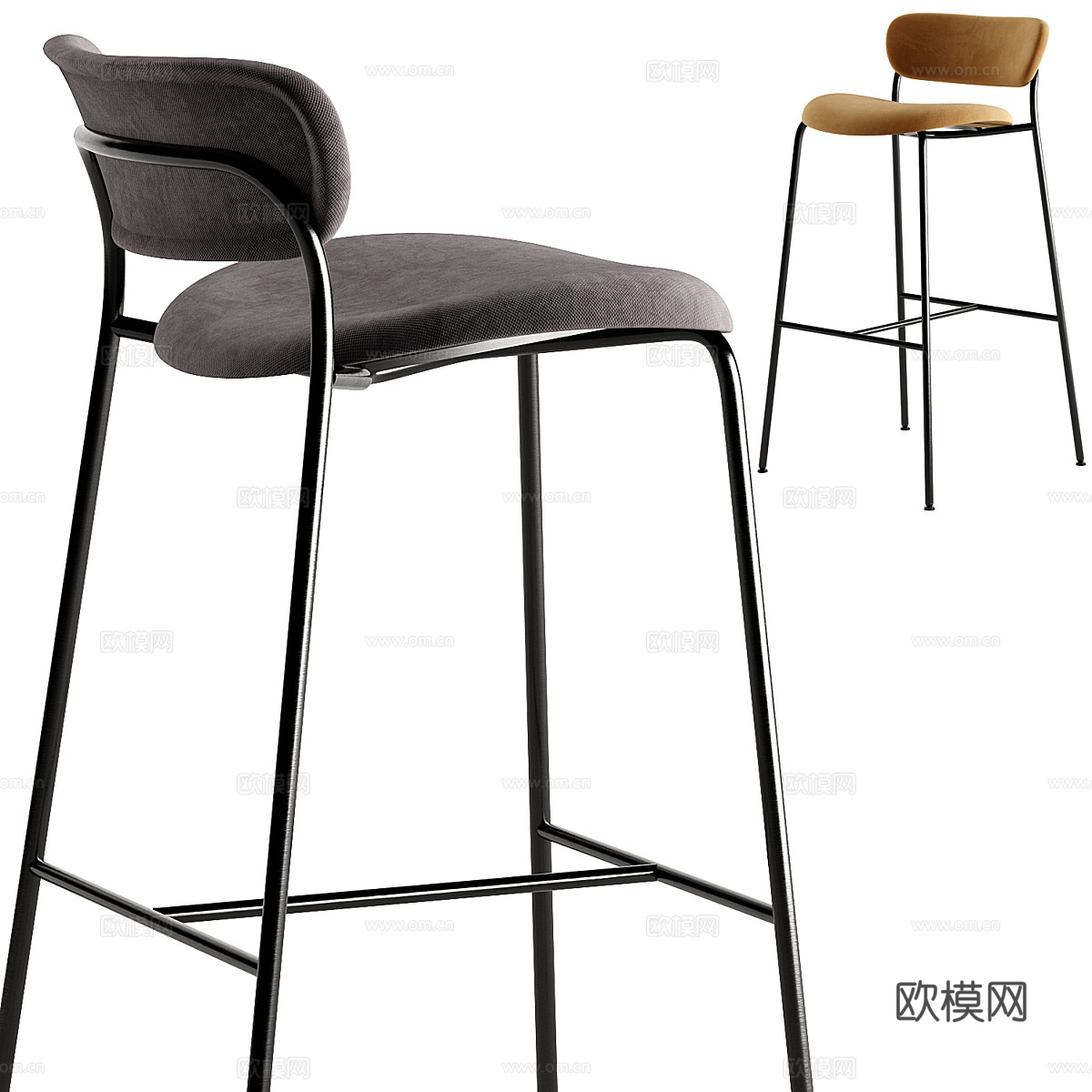 现代极简吧台椅3d模型下载（渲染图4）