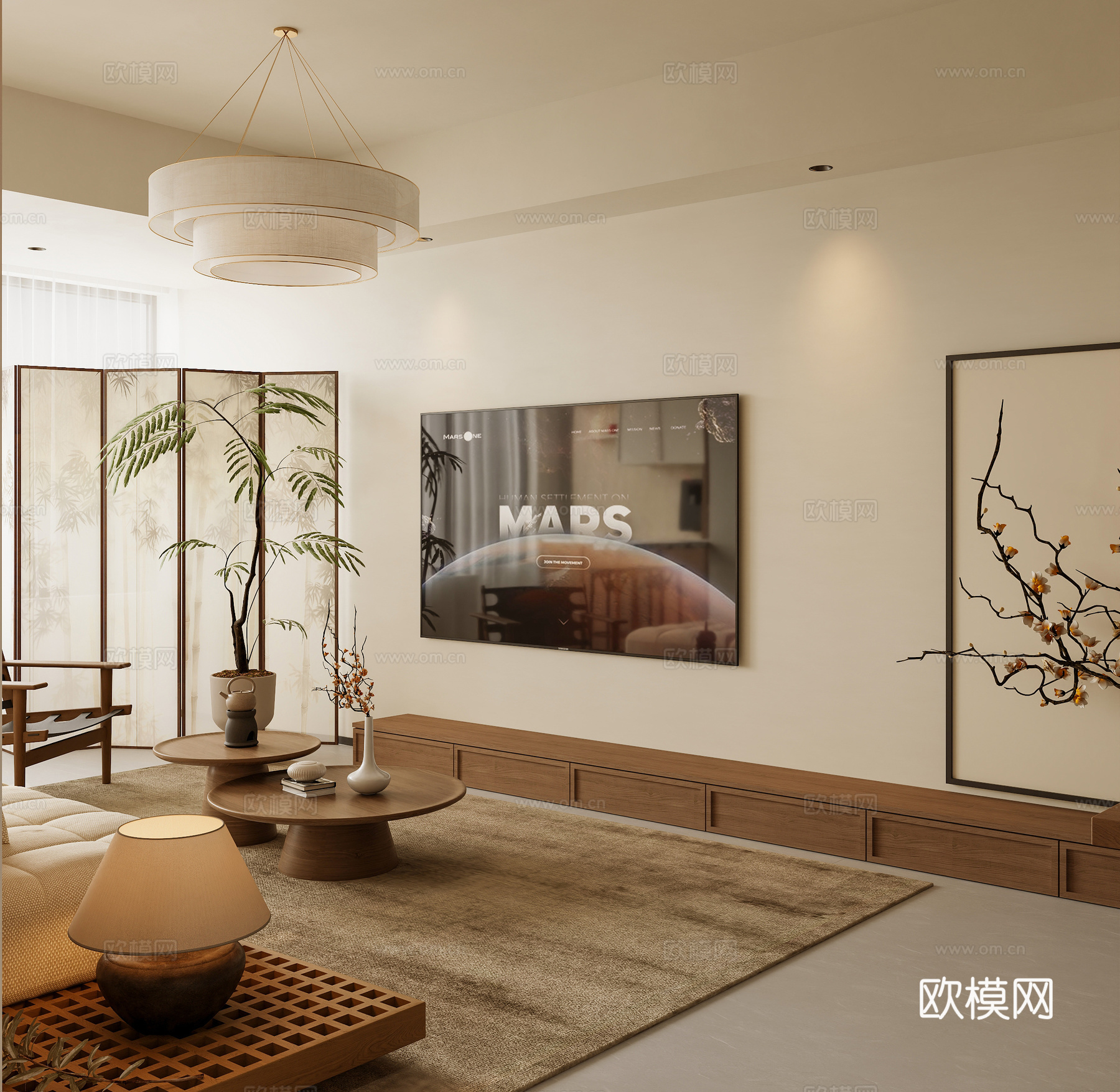 宋氏原木客厅3d模型