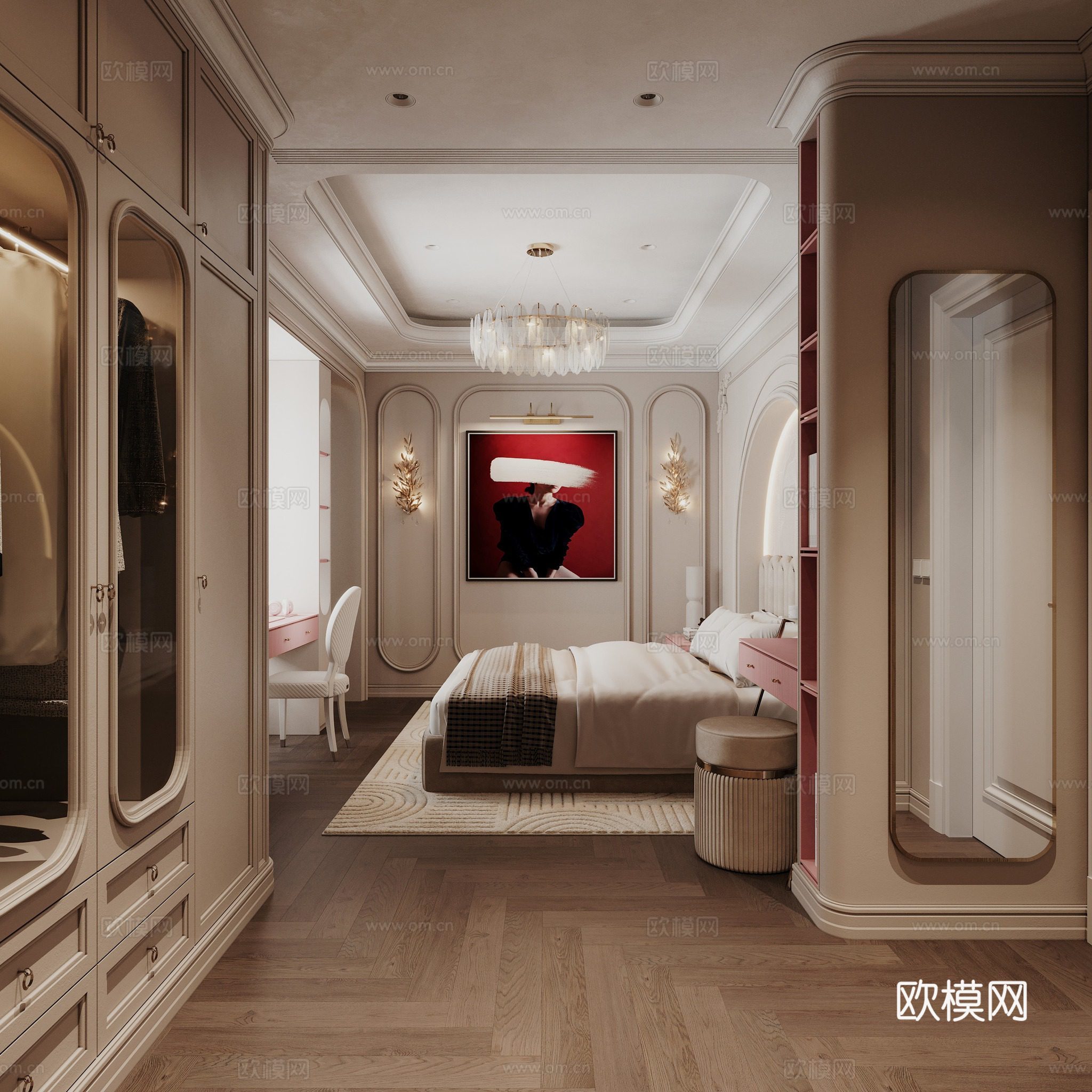轻法式飘窗卧室 主卧3d模型