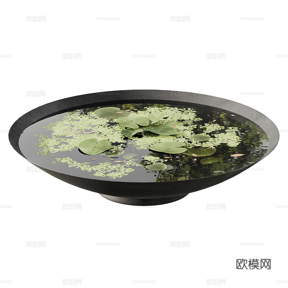 新中式花园池塘 花池 睡莲 浮萍3d模型