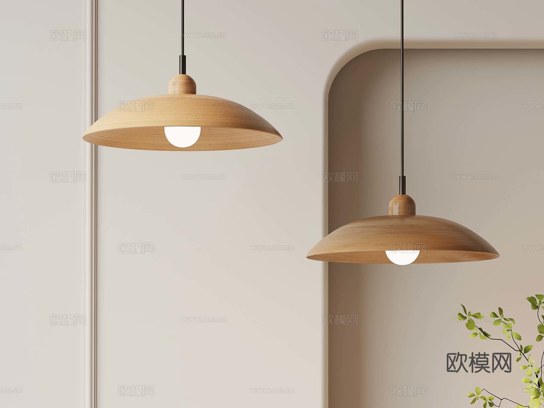 侘寂中古吊灯 实木吊灯 餐厅吊灯 床头灯3d模型