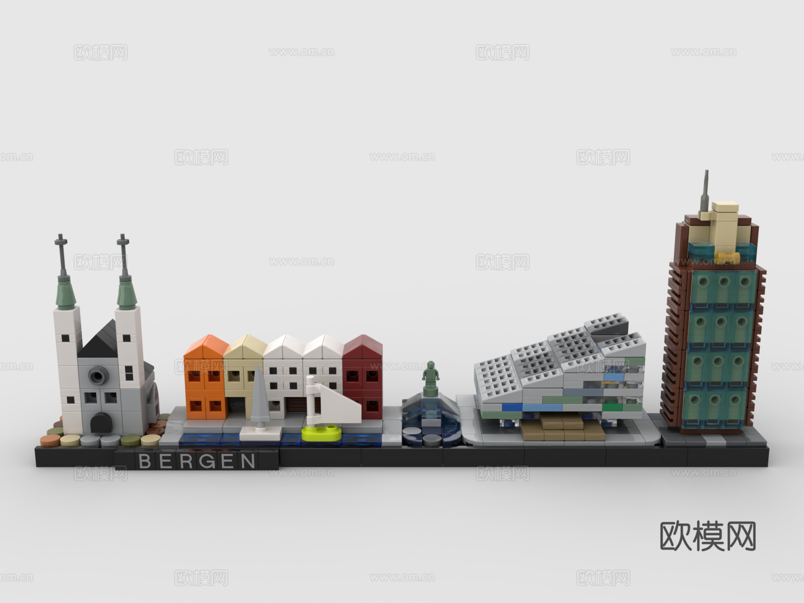 乐高 LEGO 玩具 积木 城市 天际线 卑尔根 Berge3d模型