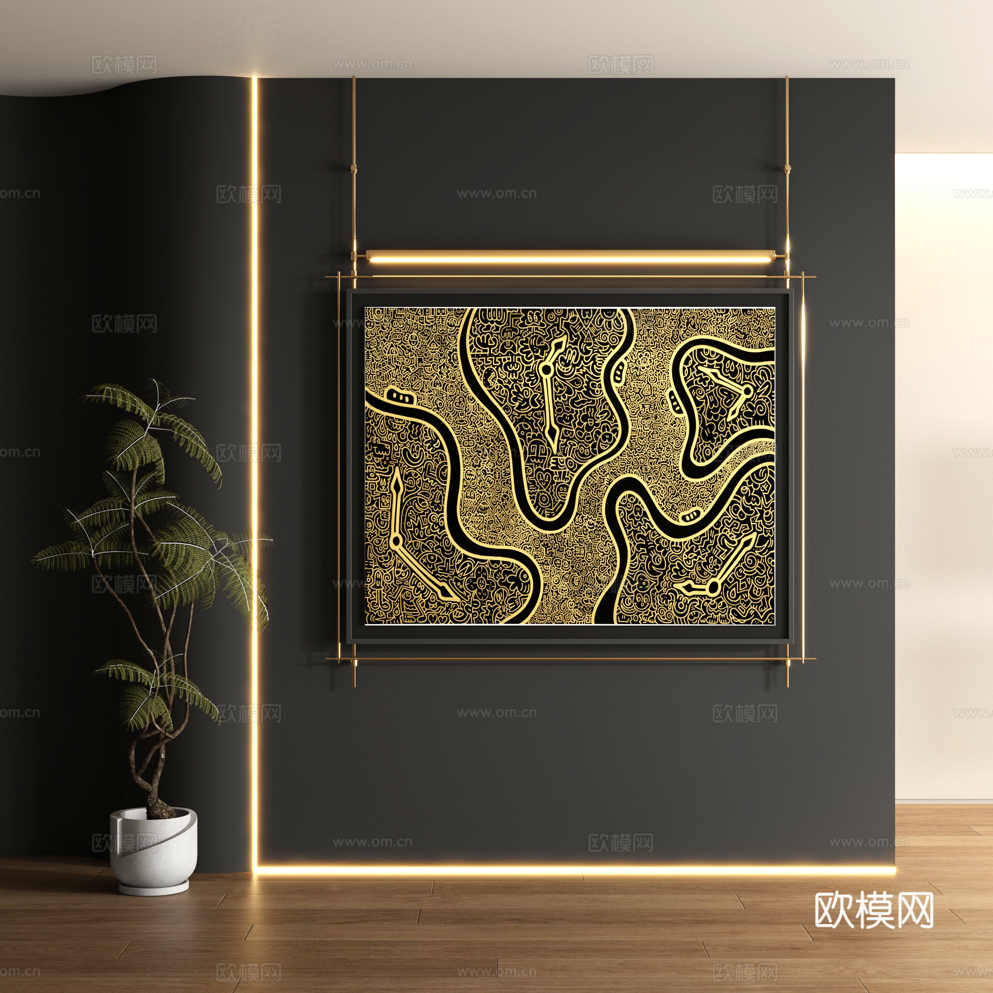 现代涂鸦装饰画3d模型