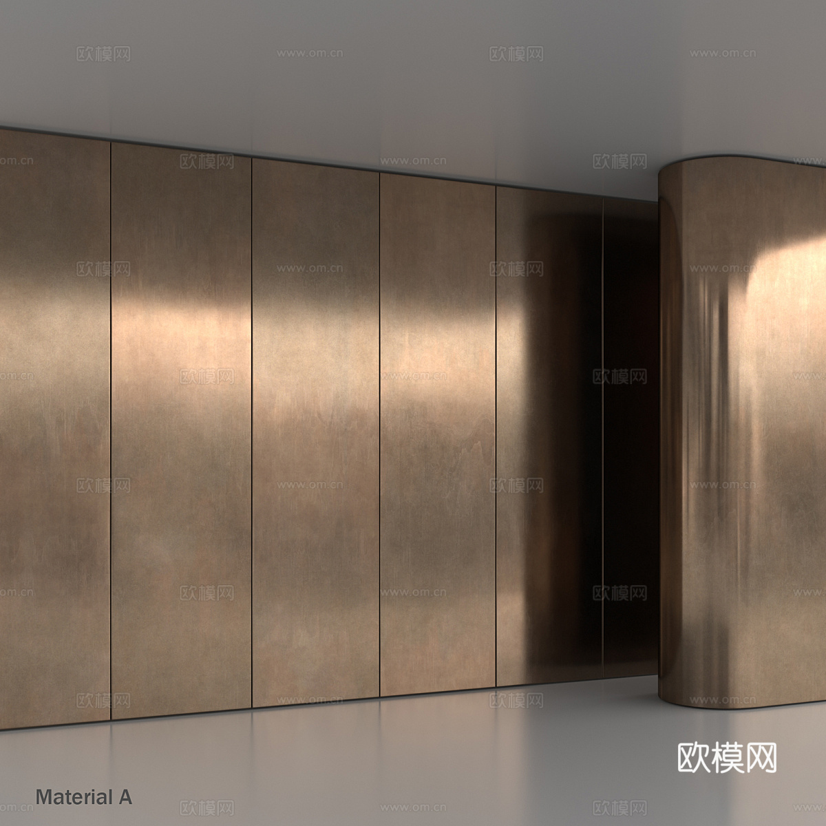 新中式做旧金属 铜板3d模型