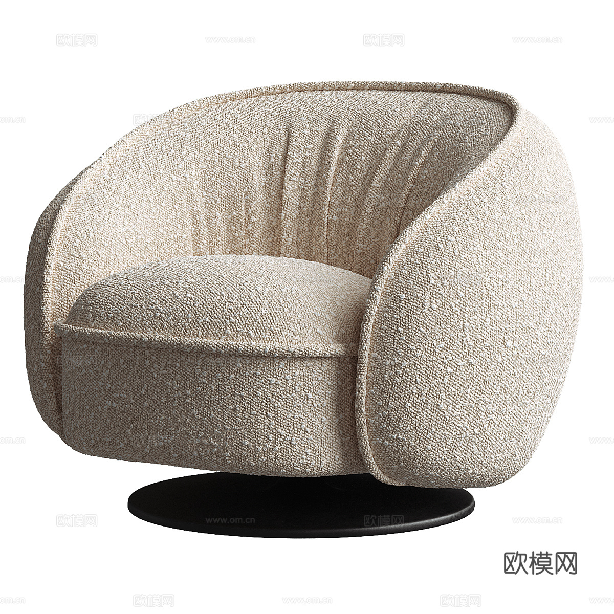 现代意式圆形布艺休闲椅3d模型