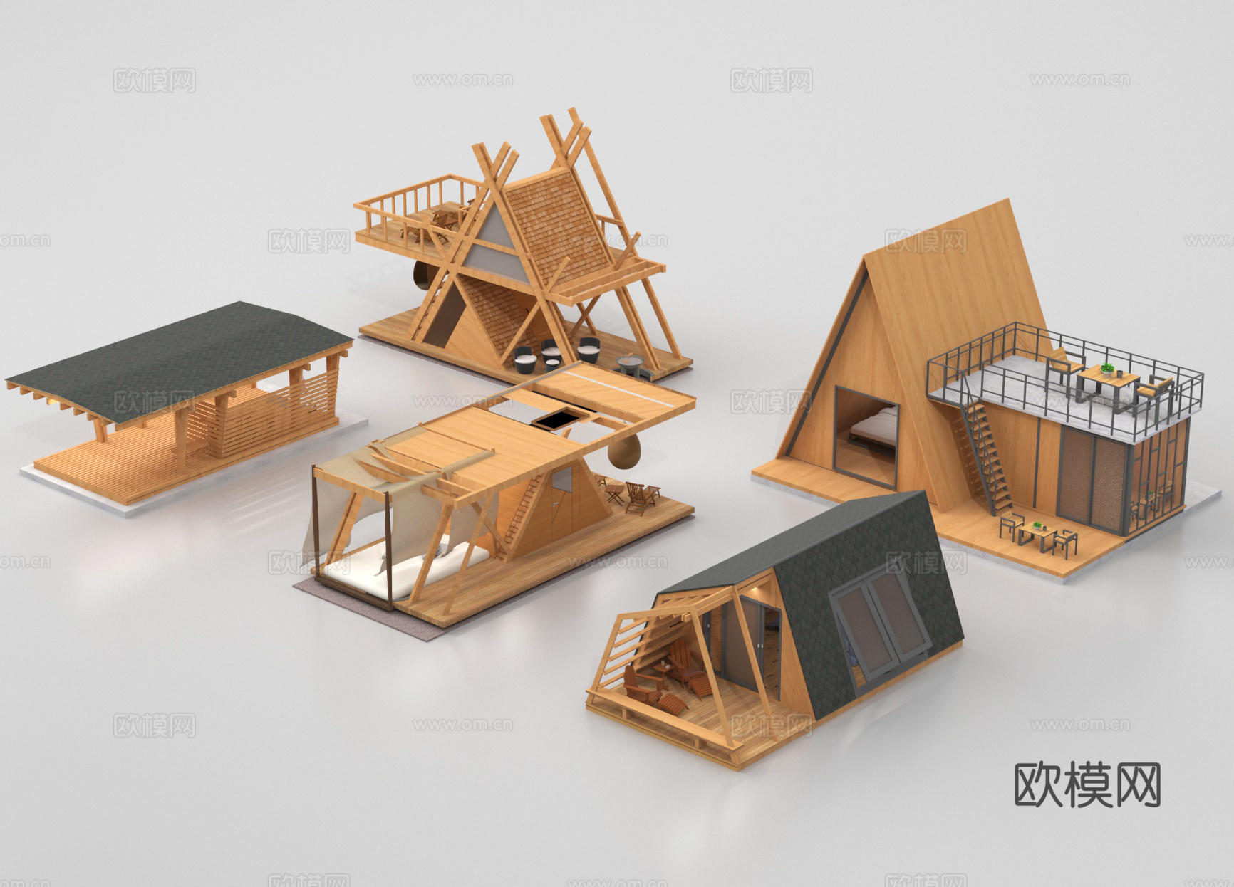 瞭望塔 观景塔 木屋 木亭 露营木屋3d模型