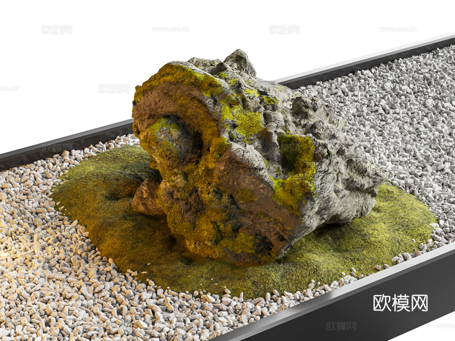 景观石 岩石 自然石 花坛 碎石 石子 苔藓3d模型