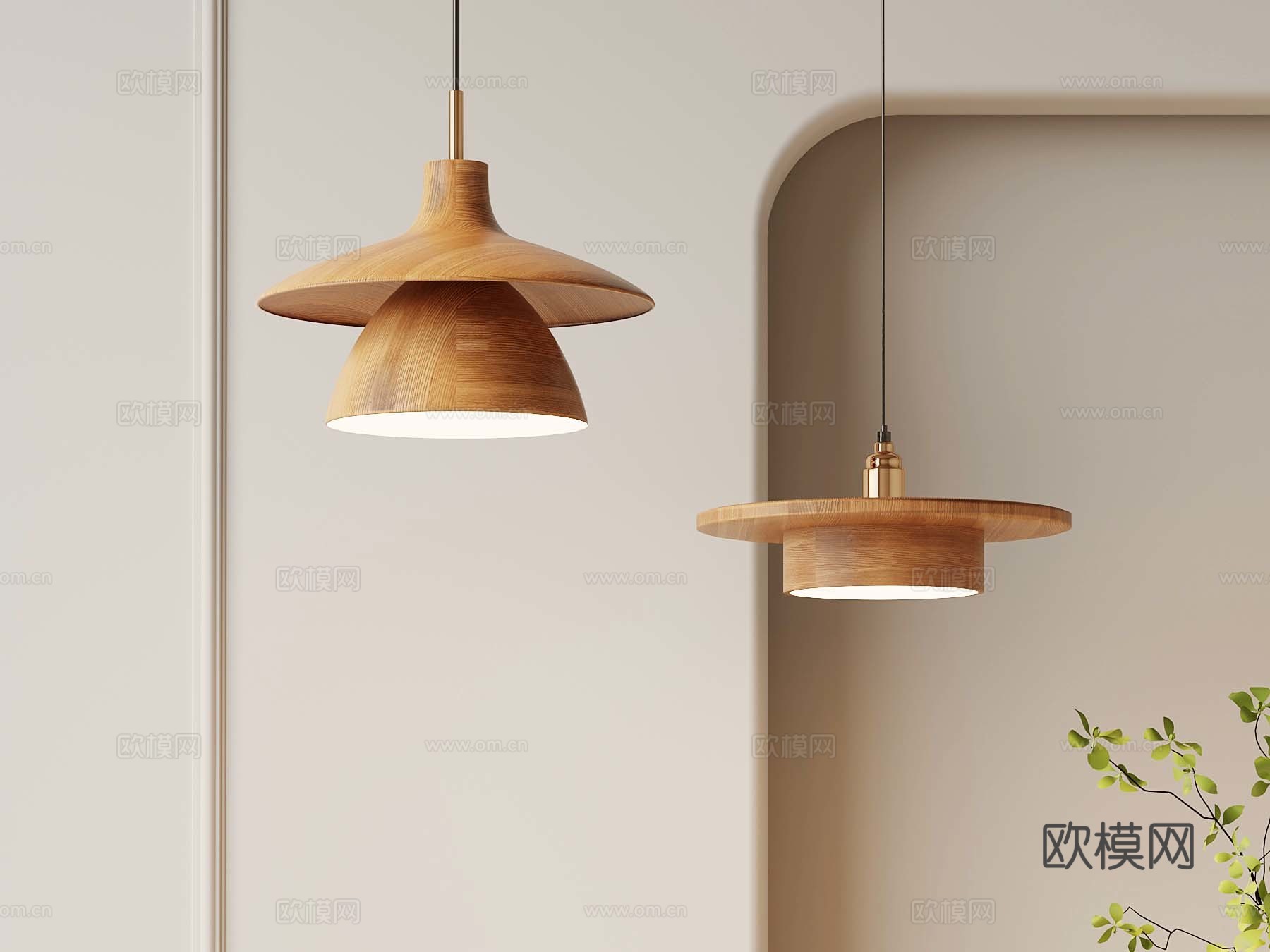 侘寂中古吊灯 实木吊灯 餐厅吊灯 床头灯3d模型