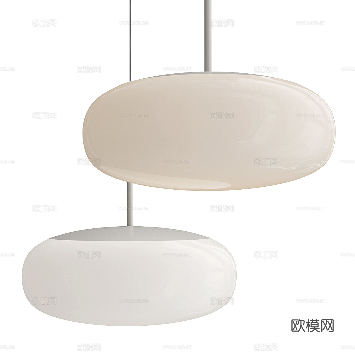 现代奶油风球形装饰小吊灯3d模型