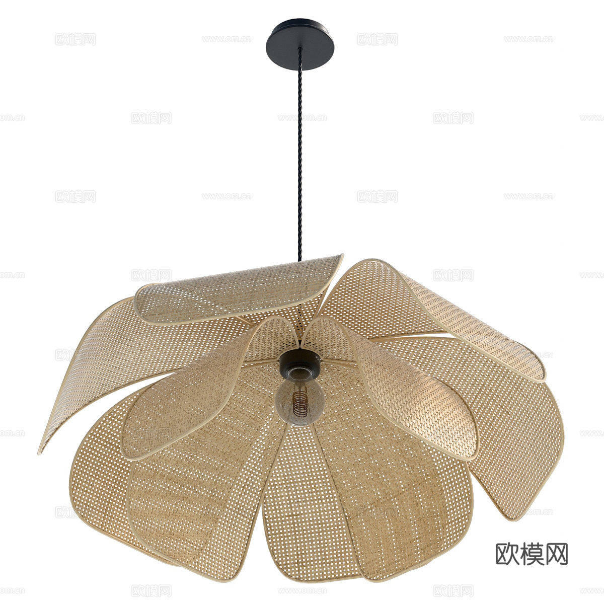 新中式藤编装饰吊灯3d模型