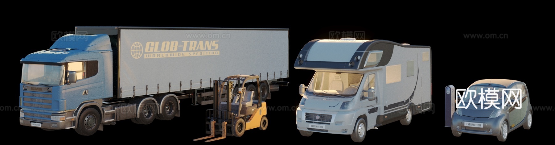 车 叉车 大货车3d模型
