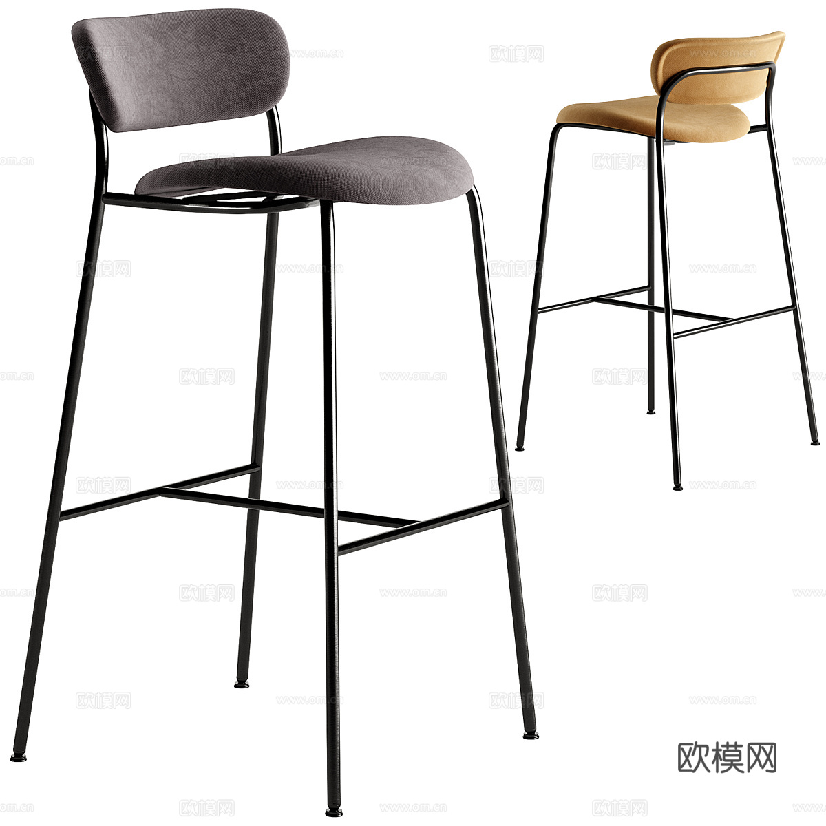 现代极简吧台椅3d模型下载（渲染图1）
