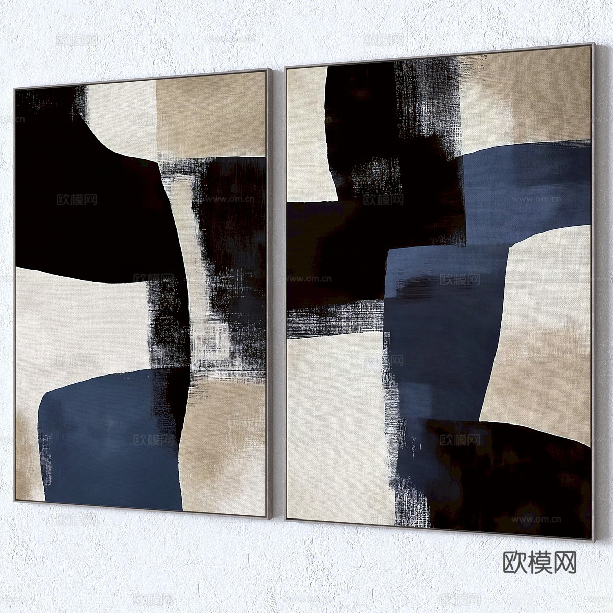 现代意式装饰挂画3d模型