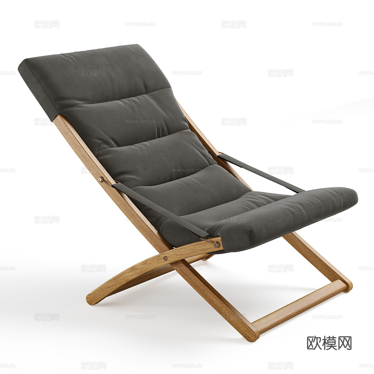 新中式躺椅 户外扶手椅3d模型下载（渲染图1）