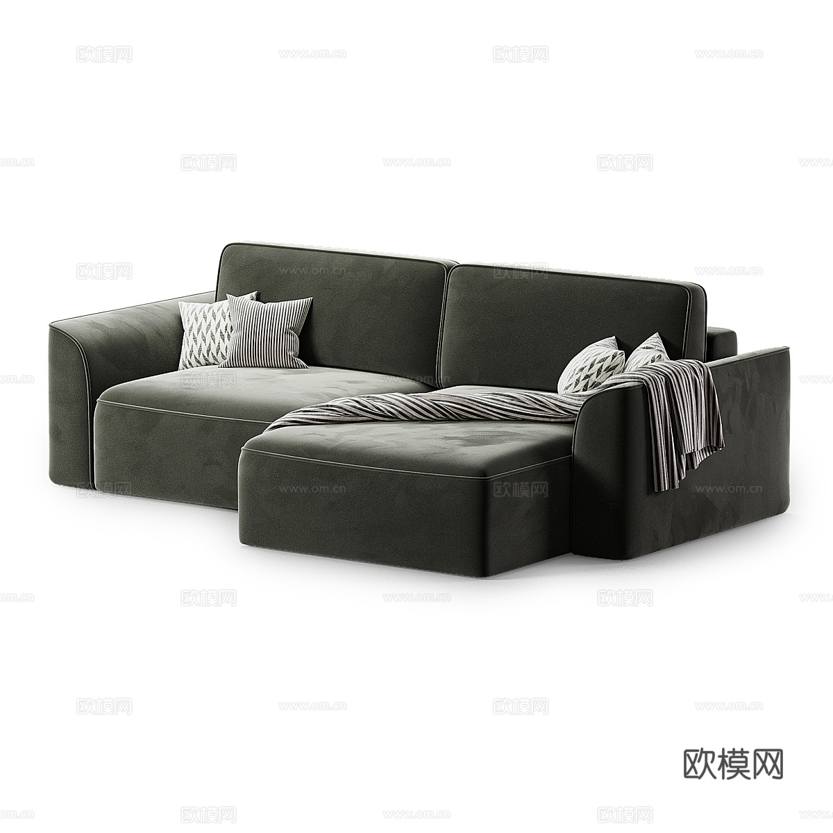 现代意式布艺转角沙发3d模型