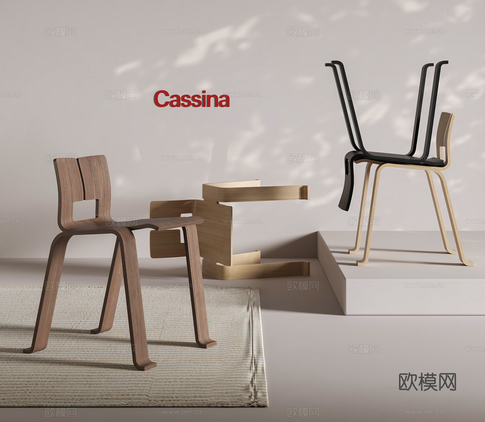 Cassina  Tokyo创意休闲椅 木椅 单椅 餐椅3d模型