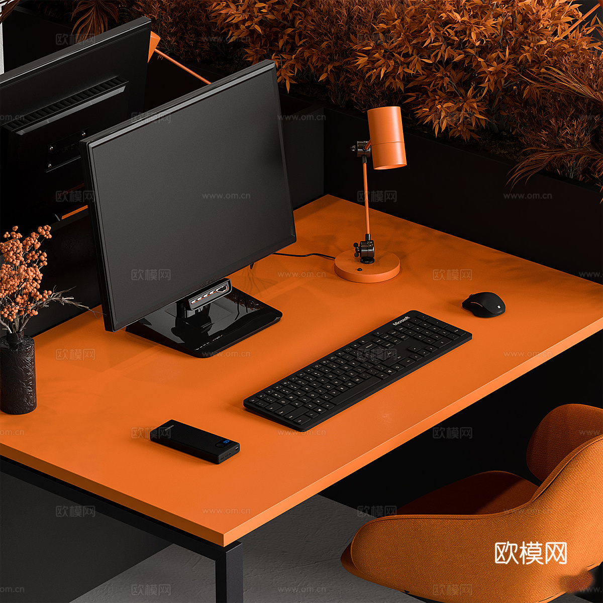 现代意式员工办公桌椅3d模型