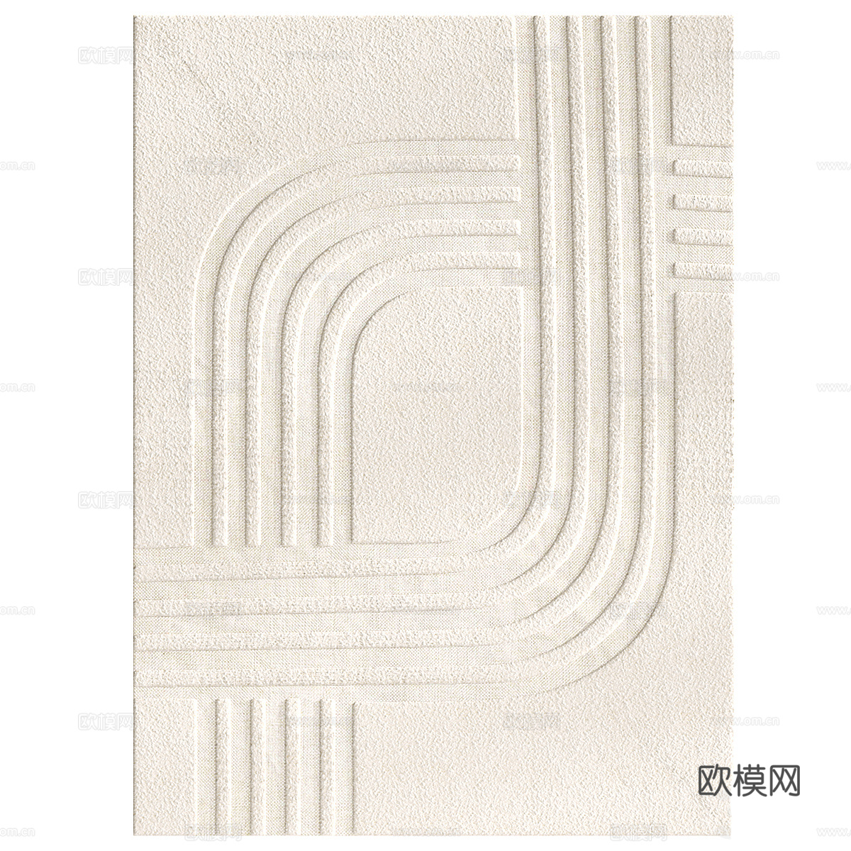 现代奶油风羊毛布艺地毯3d模型