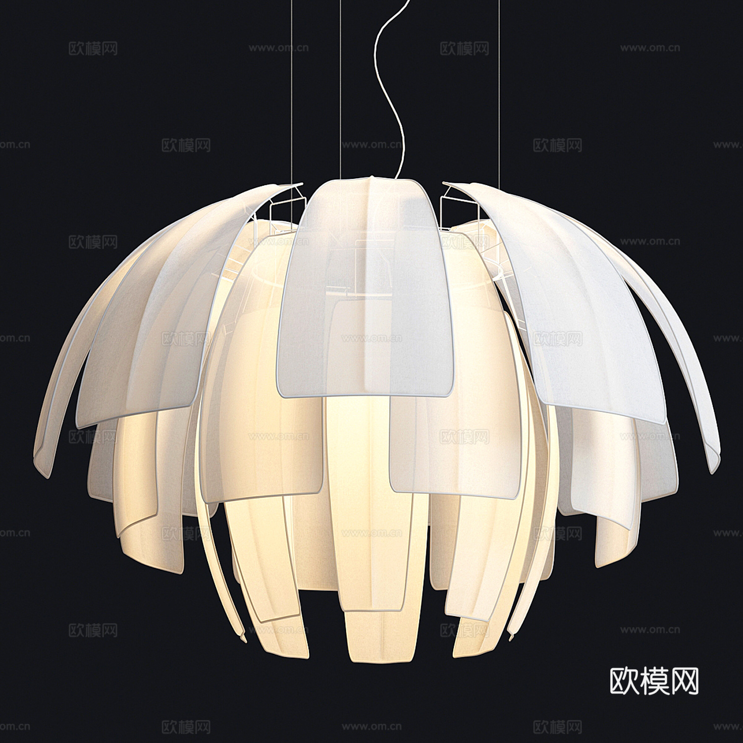 Plumage现代花瓣吊灯 餐厅吊灯 卧室吊灯 儿童房吊灯su模型